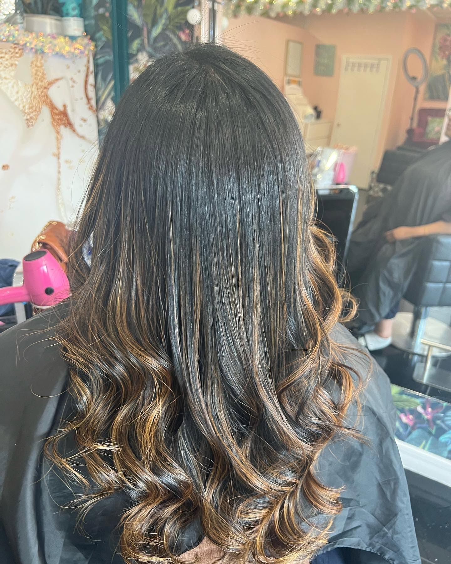 Brunette hair with caramel highlights by Vanda Hairdresser